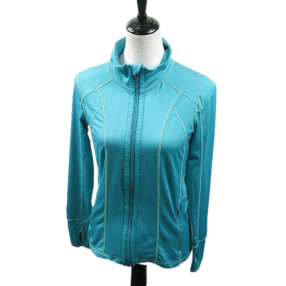 Tangerine Zip Front Teal Athletic Shirt Size Small